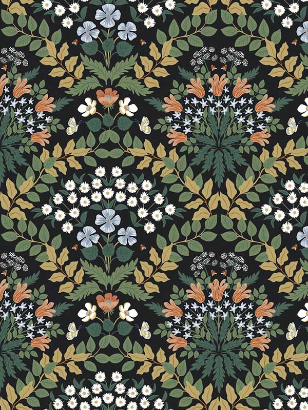 Bramble fabric in black and green color - pattern number RP7318 - by Rifle Paper Co in the Rifle Paper Co Second Edition collection