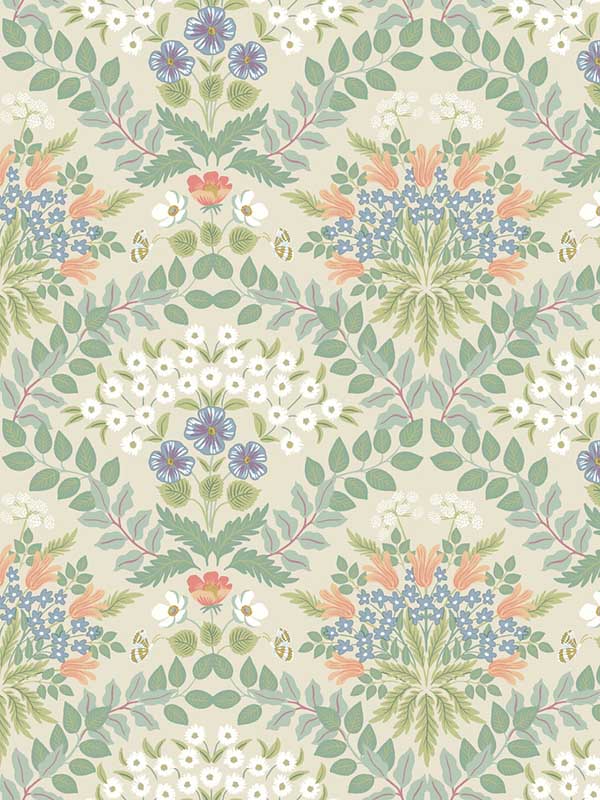 Bramble fabric in beige and green color - pattern number RP7321 - by Rifle Paper Co in the Rifle Paper Co Second Edition collection