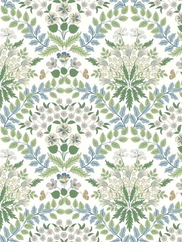 Bramble fabric in white and blue color - pattern number RP7323 - by Rifle Paper Co in the Rifle Paper Co Second Edition collection