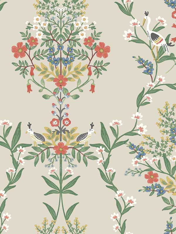 Luxembourg fabric in beige and red color - pattern number RP7327 - by Rifle Paper Co in the Rifle Paper Co Second Edition collection