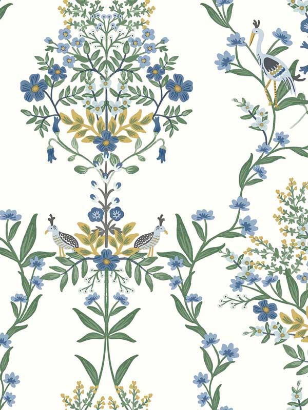 Luxembourg fabric in white and blue color - pattern number RP7330 - by Rifle Paper Co in the Rifle Paper Co Second Edition collection