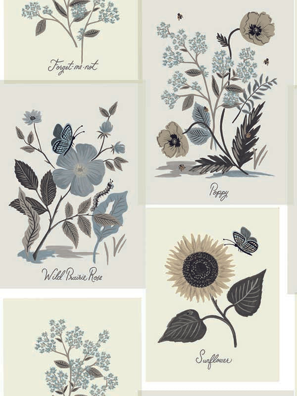 Botanical Prints fabric in beige and black color - pattern number RP7336 - by Rifle Paper Co in the Rifle Paper Co Second Edition collection