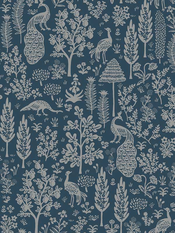 Menagerie Toile wallpaper in dark blue color - pattern number RP7372 - by Rifle Paper Co in the Rifle Paper Co Second Edition collection