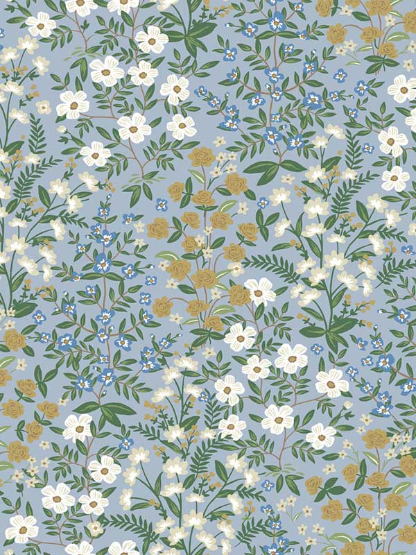 Wildwood Garden wallpaper in blue and white color - pattern number RP7379 - by Rifle Paper Co in the Rifle Paper Co Second Edition collection