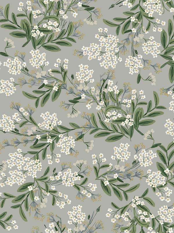 Cornflower fabric in grey and green color - pattern number RP7383 - by Rifle Paper Co in the Rifle Paper Co Second Edition collection