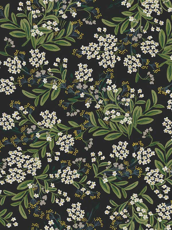 Cornflower fabric in black and green color - pattern number RP7384 - by Rifle Paper Co in the Rifle Paper Co Second Edition collection