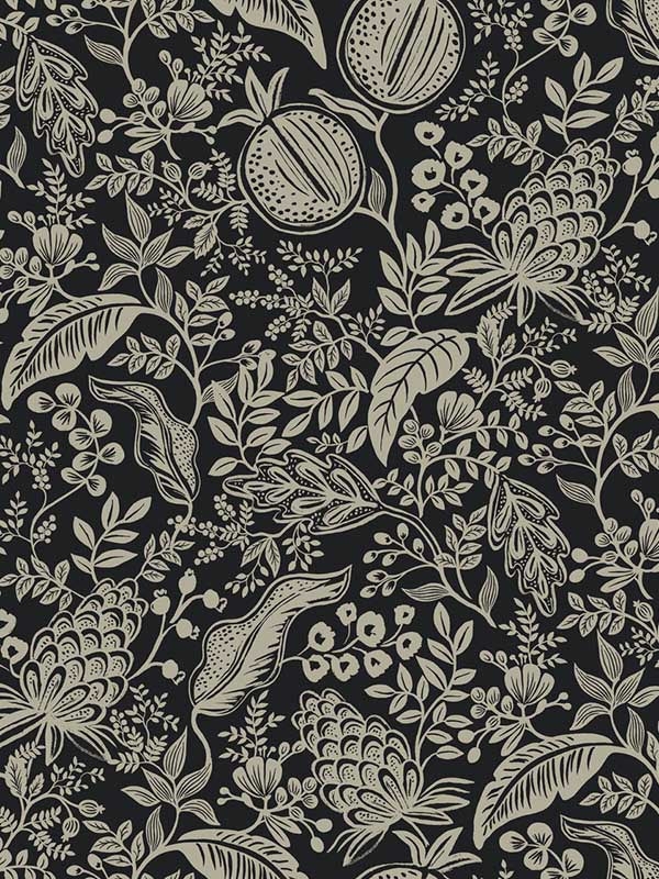 Pomegranate wallpaper in black color - pattern number RP7389 - by Rifle Paper Co in the Rifle Paper Co Second Edition collection