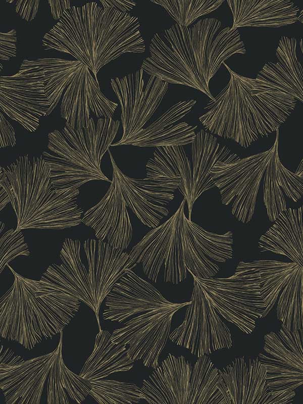 Gingko Toss fabric in black color - pattern number DD3742 - by Antonina Vella in the Dazzling Dimensions Volume II collection