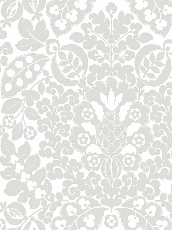 Marni Fruit Damask wallpaper in grey color - pattern number 4081-26335 - by A Street Prints in the Happy collection