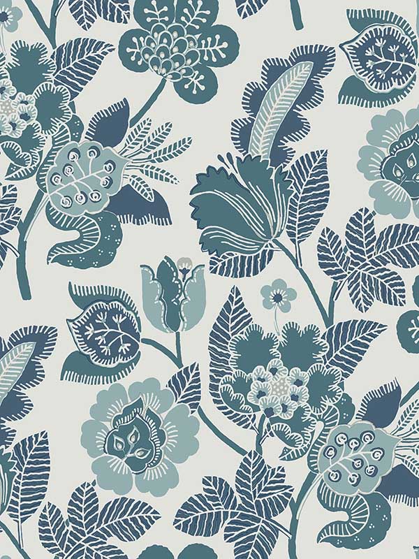 Jana Jacobean wallpaper in teal color - pattern number 4081-26340 - by A Street Prints in the Happy collection