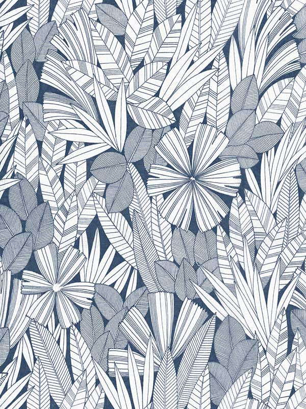 Bannon Leaves wallpaper in blue color - pattern number 4081-26342 - by A Street Prints in the Happy collection