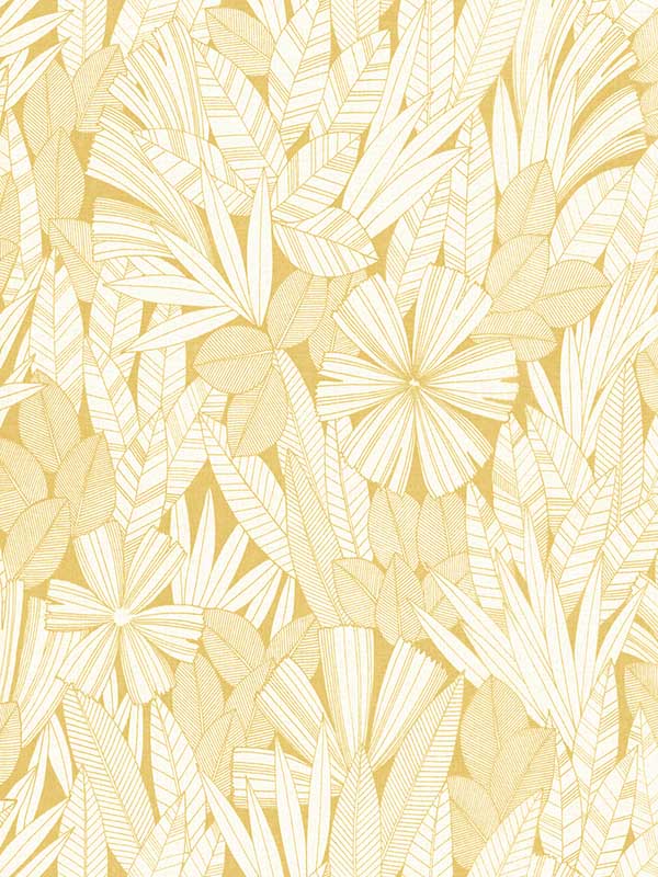 Bannon Leaves wallpaper in yellow color - pattern number 4081-26343 - by A Street Prints in the Happy collection