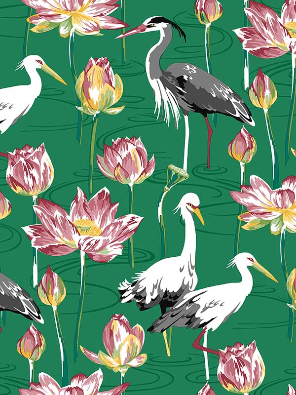 Barton Heron wallpaper in green color - pattern number 4081-87551 - by A Street Prints in the Happy collection
