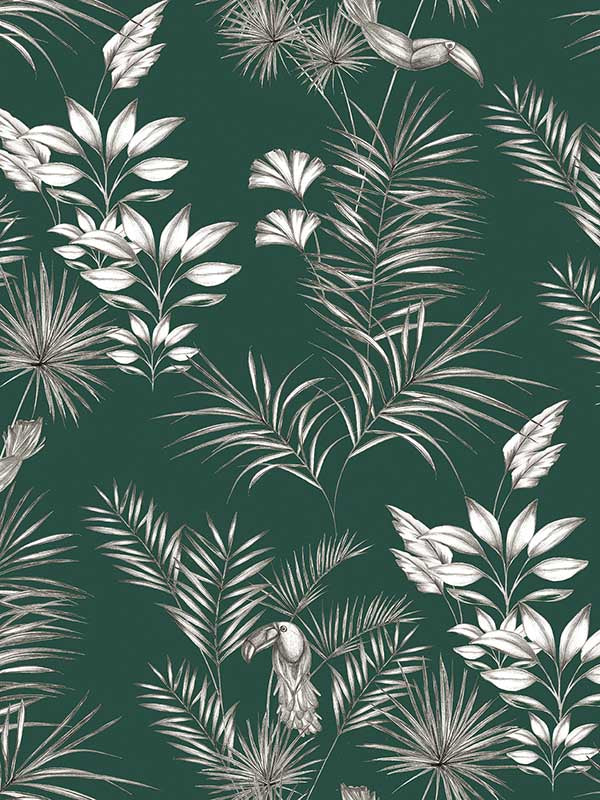 Toucan Toile fabric in green color - pattern number WLD53111W - by OhPopsi in the Wild collection