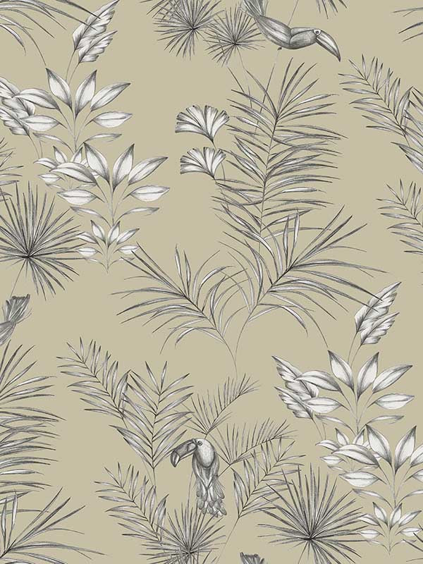 Toucan Toile fabric in grey color - pattern number WLD53112W - by OhPopsi in the Wild collection
