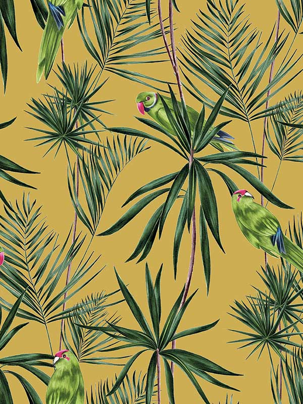 Paradise fabric in mustard color - pattern number WLD53126W - by OhPopsi in the Wild collection