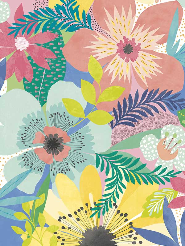 Janis Floral Riot fabric in pastel color - pattern number CEP50103W - by OhPopsi in the Concept collection