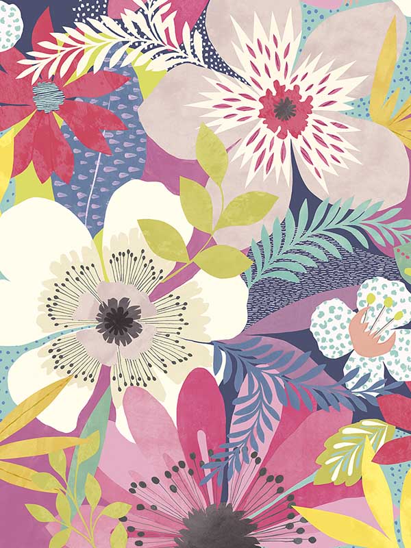 Janis Floral Riot fabric in raspberry color - pattern number CEP50106W - by OhPopsi in the Concept collection