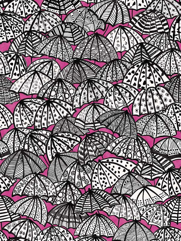 Dara Jolly Brollies fabric in raspberry color - pattern number CEP50115W - by OhPopsi in the Concept collection