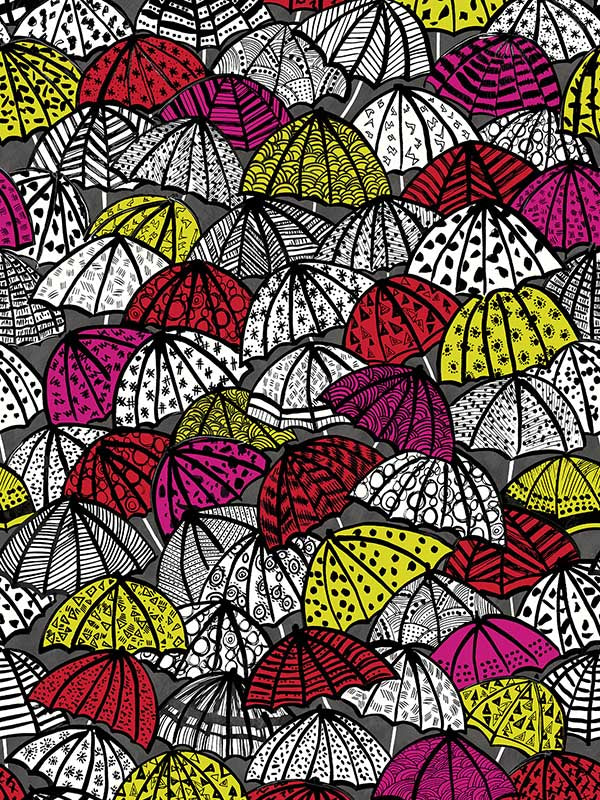 Dara Jolly Brollies fabric in red color - pattern number CEP50116W - by OhPopsi in the Concept collection