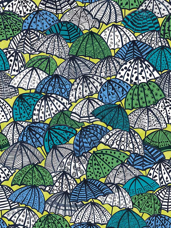 Dara Jolly Brollies fabric in chartreuse color - pattern number CEP50117W - by OhPopsi in the Concept collection