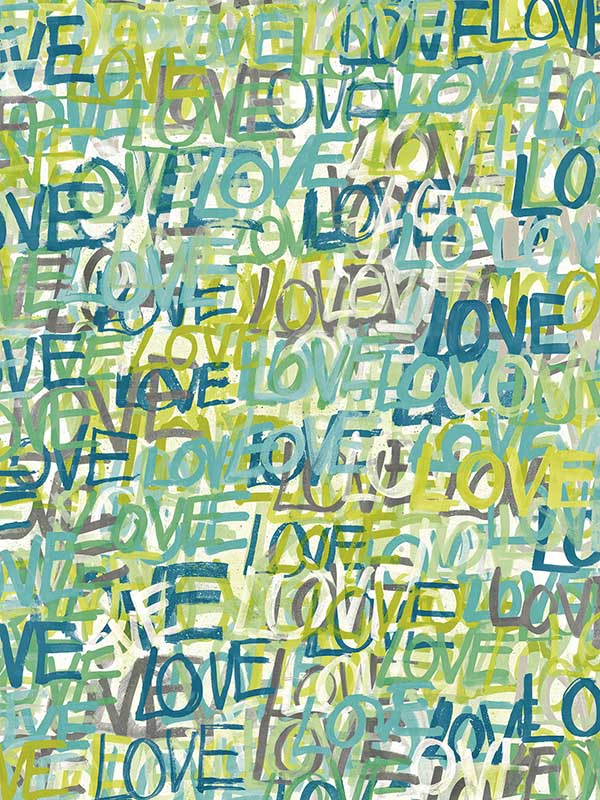 Indio Love Scribble fabric in teal color - pattern number CEP50123W - by OhPopsi in the Concept collection