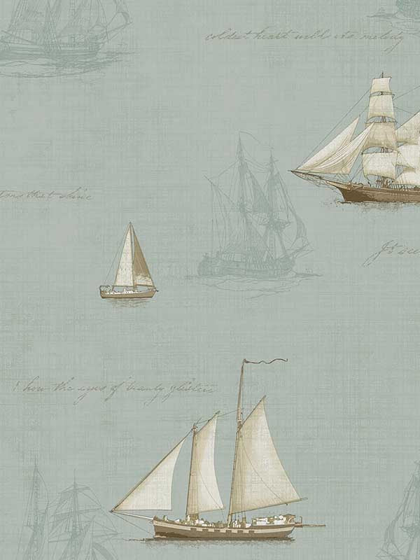 Andrew Sailboat fabric in seafoam color - pattern number 4041-1704 - by Advantage in the Passport collection