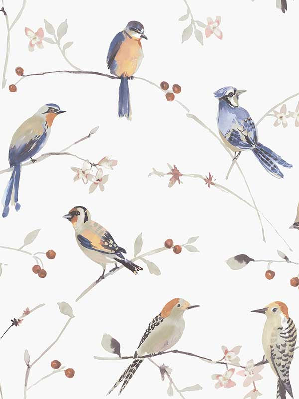 Birdsong Trail fabric in orange color - pattern number 3124-13851 - by Chesapeake in the Thoreau collection
