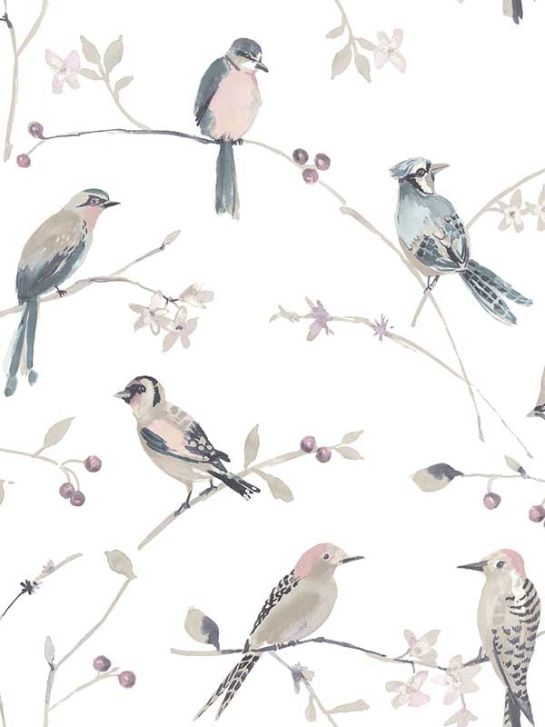 Birdsong Trail fabric in mauve color - pattern number 3124-13854 - by Chesapeake in the Thoreau collection