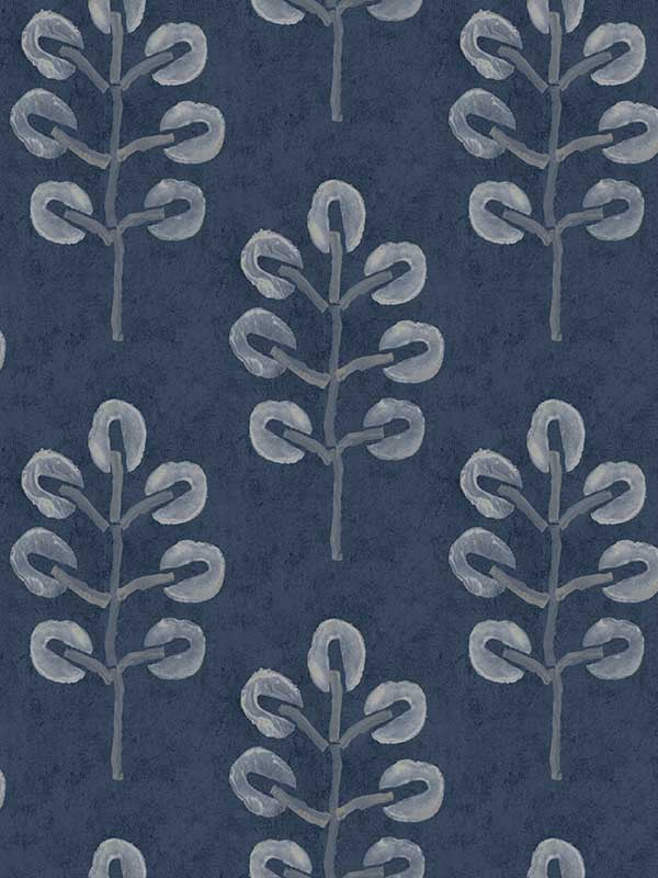 Plum Tree Botanical fabric in dark blue color - pattern number 3124-13872 - by Chesapeake in the Thoreau collection