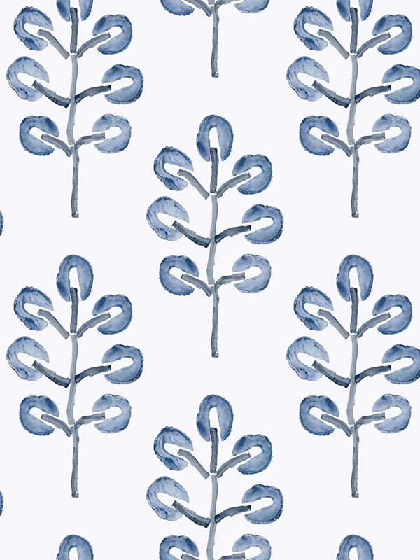 Plum Tree Botanical fabric in blue color - pattern number 3124-13874 - by Chesapeake in the Thoreau collection