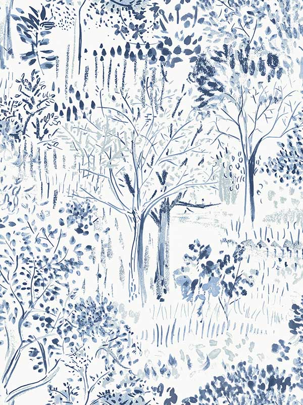 Walden Forest fabric in navy color - pattern number 3124-13893 - by Chesapeake in the Thoreau collection