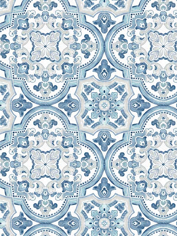 Concord Medallion wallpaper in blue color - pattern number 3124-13962 - by Chesapeake in the Thoreau collection