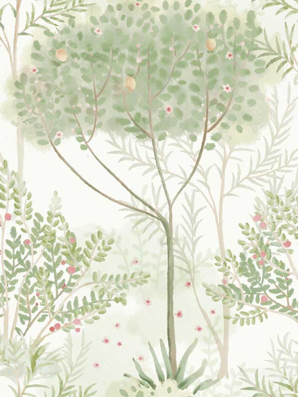 Orchard fabric in white and green color - pattern number MN1822 - by York in the Mediterranean collection