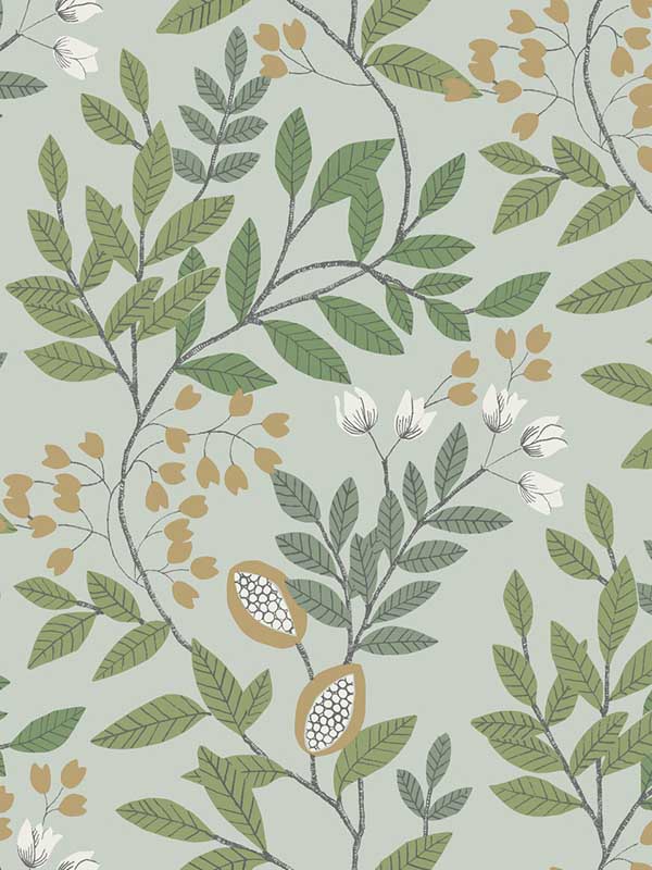 Eden Retreat fabric in green and gold color - pattern number MN1840 - by York in the Mediterranean collection