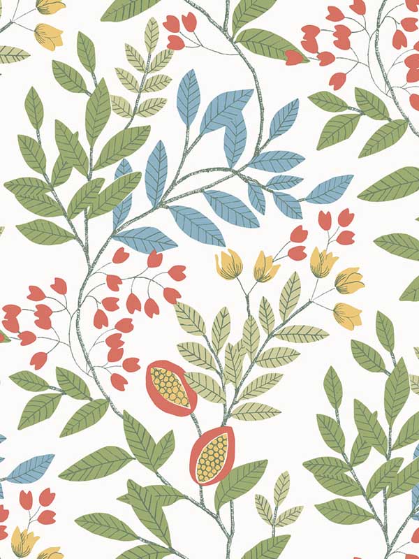 Eden Retreat fabric in white and multi color - pattern number MN1841 - by York in the Mediterranean collection