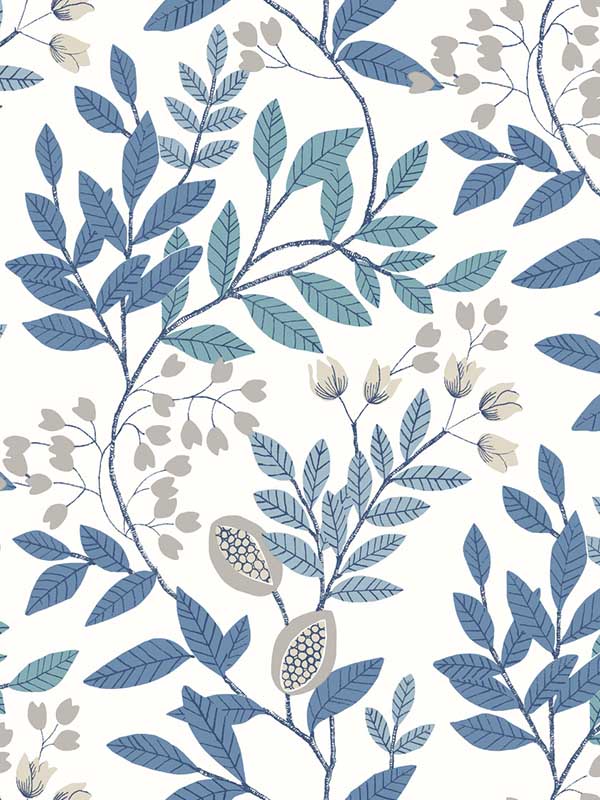 Eden Retreat fabric in white and blue color - pattern number MN1842 - by York in the Mediterranean collection