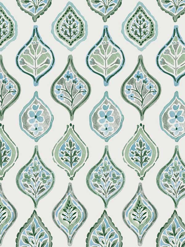 Marketplace Motif fabric in pale grey and green color - pattern number MN1851 - by York in the Mediterranean collection