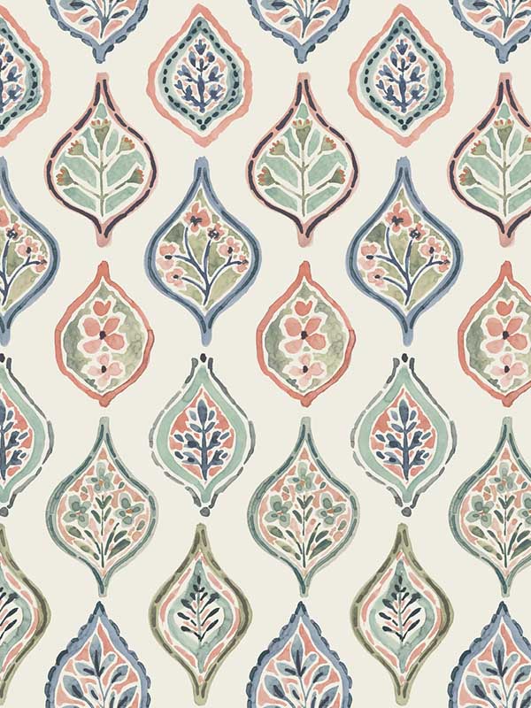 Marketplace Motif fabric in off white and green color - pattern number MN1853 - by York in the Mediterranean collection