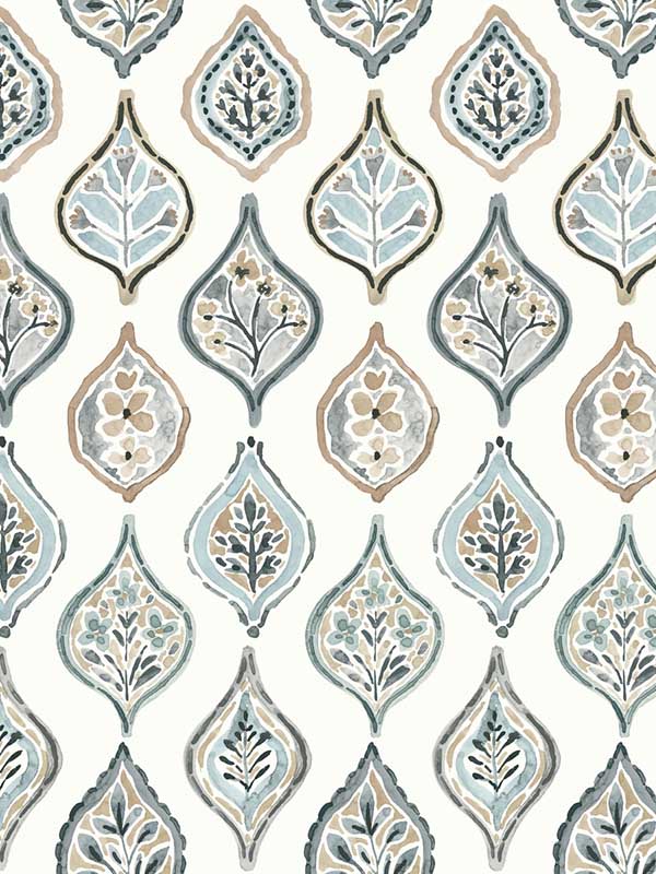 Marketplace Motif fabric in white and neutral color - pattern number MN1854 - by York in the Mediterranean collection