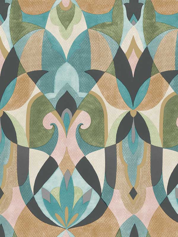 Malta fabric in teal and gold color - pattern number MN1923 - by York in the Mediterranean collection