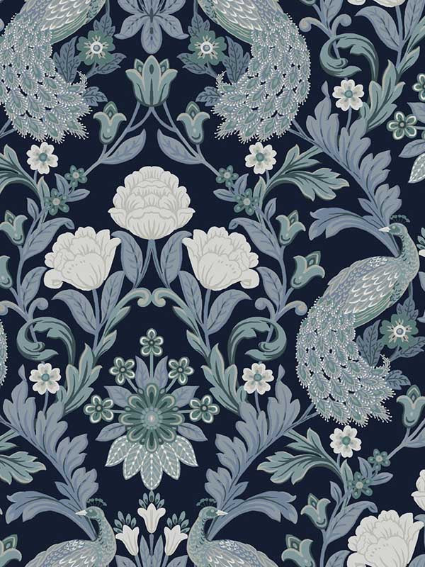 Plume Dynasty fabric in navy color - pattern number AC9103 - by Ronald Redding in the Arts and Crafts collection