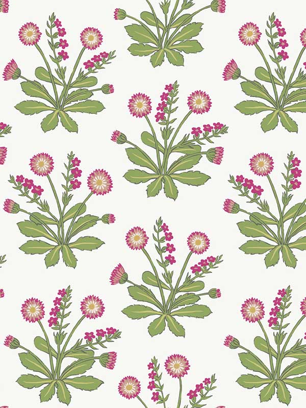 Meadow Flowers fabric in white and rose color - pattern number AC9153 - by Ronald Redding in the Arts and Crafts collection