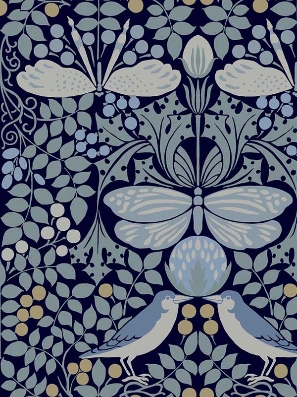 Butterfly Garden fabric in blue color - pattern number AC9165 - by Ronald Redding in the Arts and Crafts collection