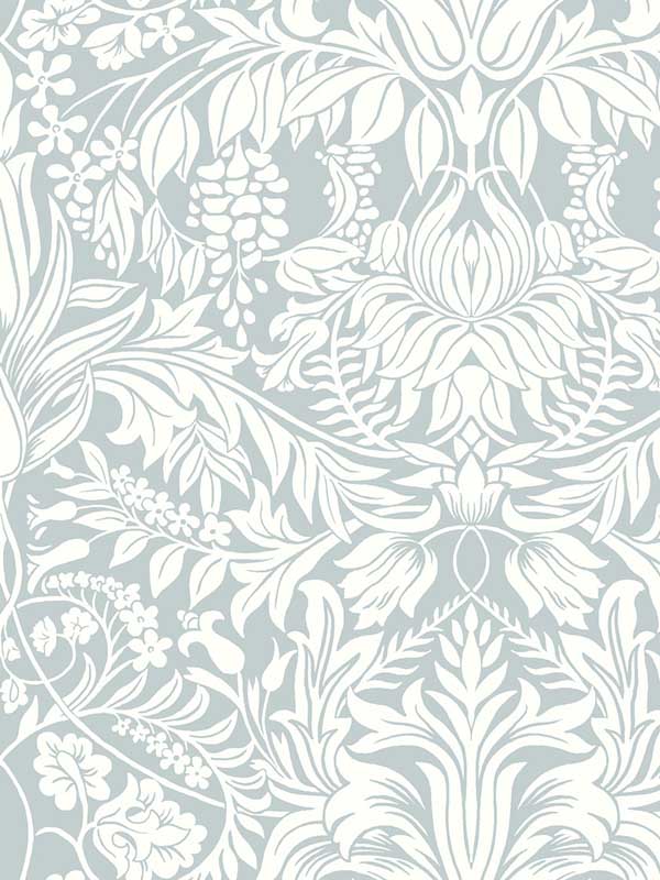 Lockwood Damask wallpaper in light blue color - pattern number AC9192 - by Ronald Redding in the Arts and Crafts collection