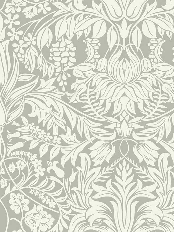 Lockwood Damask wallpaper in grey color - pattern number AC9195 - by Ronald Redding in the Arts and Crafts collection