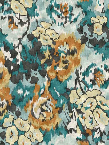 Flower Pot fabric in teal and orange color - pattern number MI10301 - by York in the Missoni Home 04 collection