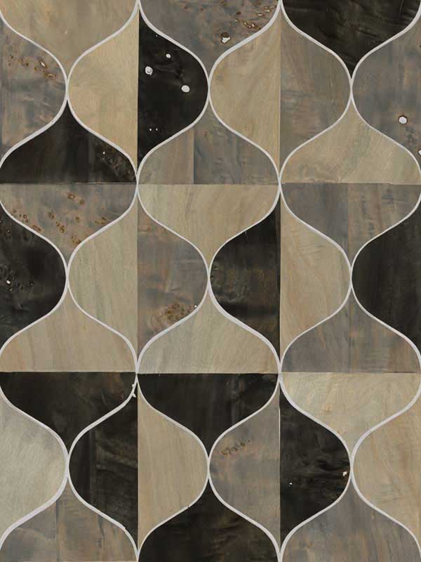 Burlwood Ogee fabric in black and taupe color - pattern number DT5001 - by Candice Olson in the After Eight collection