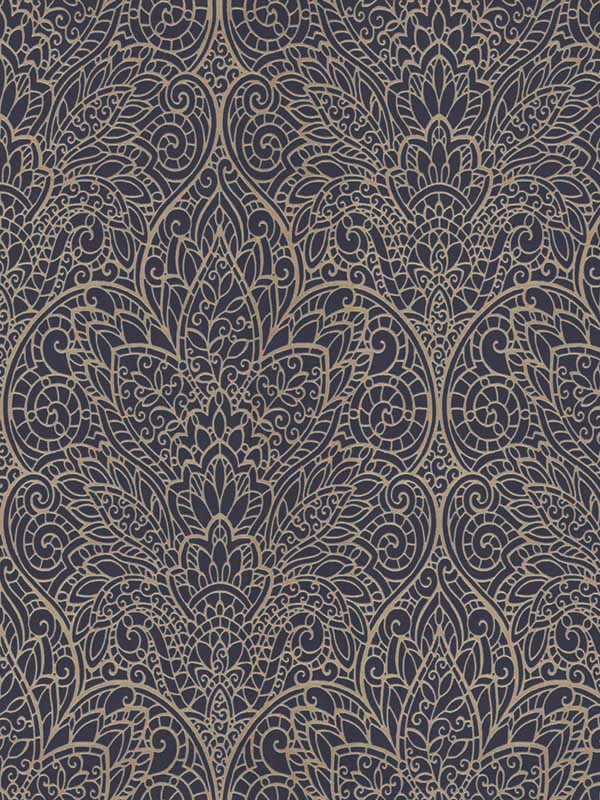 Paradise fabric in navy and gold color - pattern number DT5013 - by Candice Olson in the After Eight collection