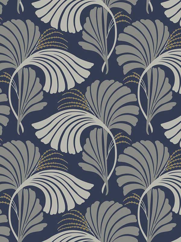 Dancing Leaves wallpaper in navy color - pattern number DT5133 - by Candice Olson in the After Eight collection